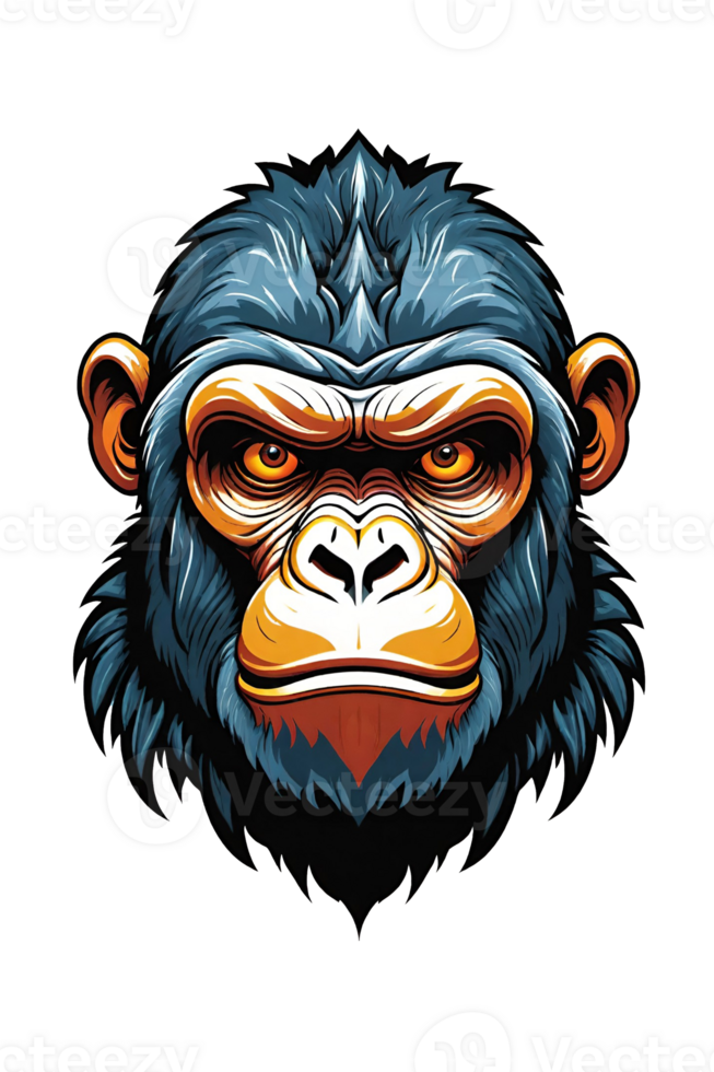 AI generated Gorilla head mascot Design illustration png
