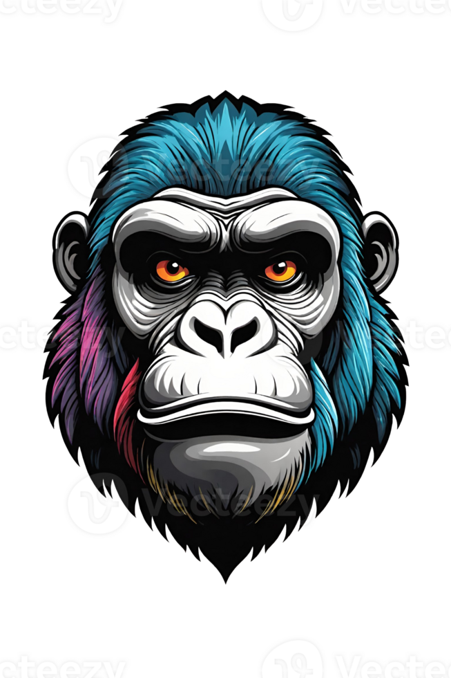 AI generated Gorilla head mascot Design illustration png
