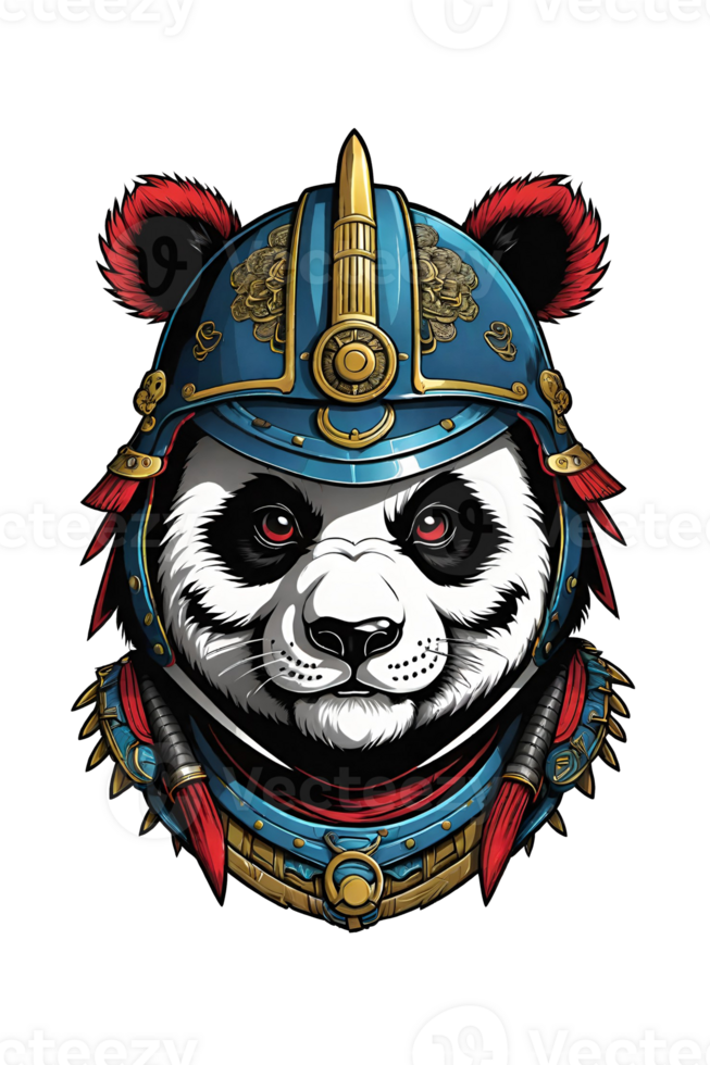 AI generated Panda head wearing a helmet illustration design png