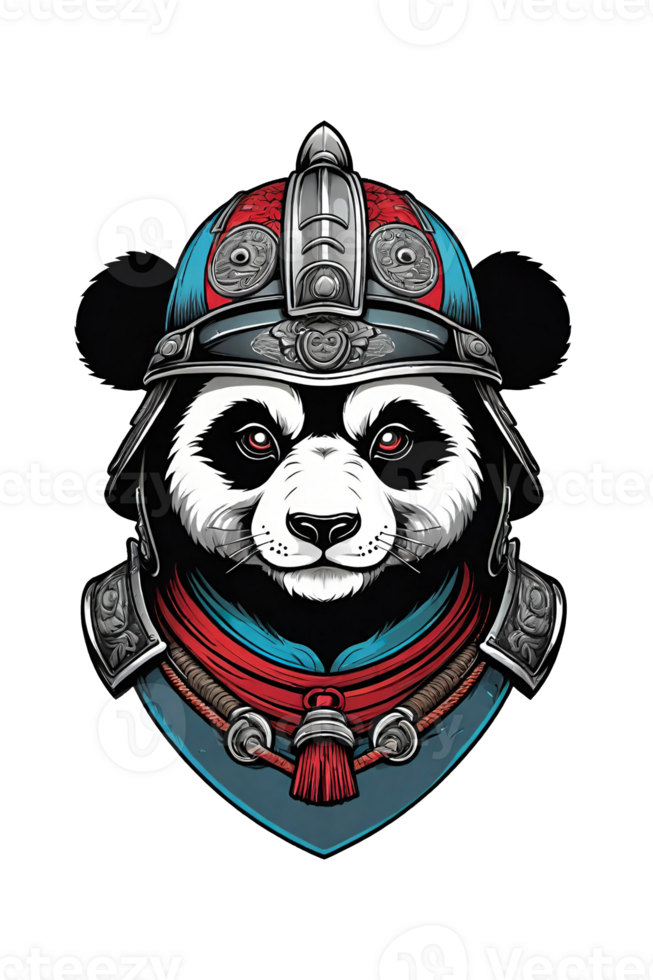 AI generated Panda head wearing a helmet illustration design png