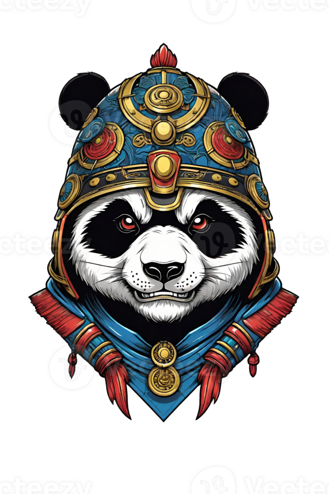 AI generated Panda head wearing a helmet illustration design png