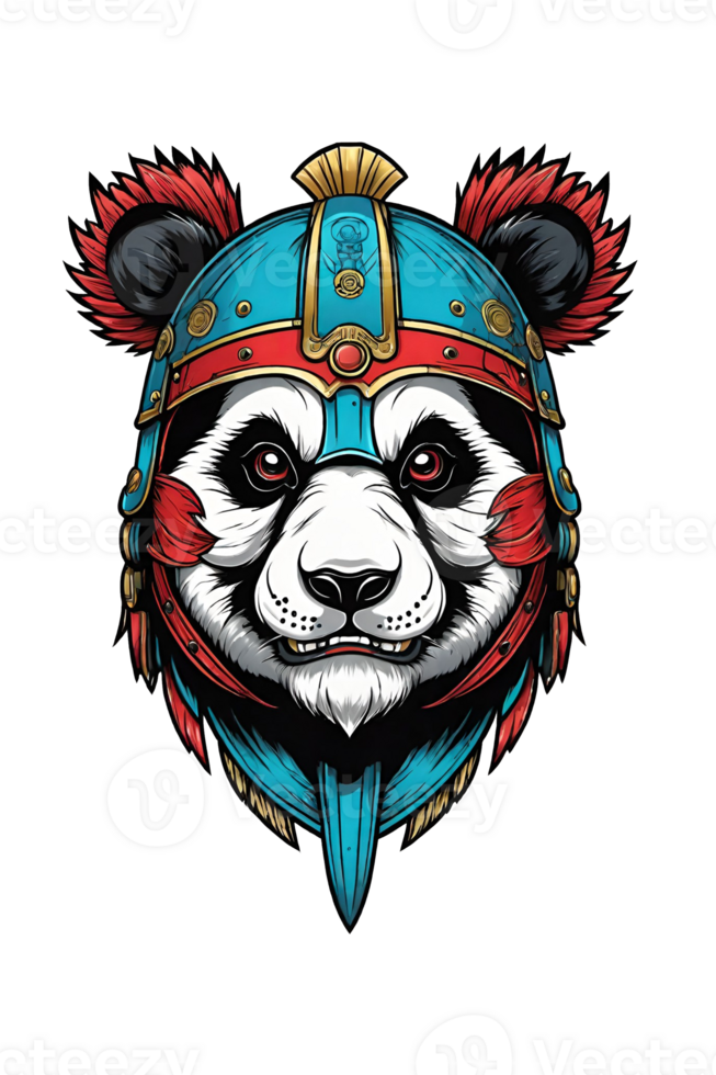 AI generated Panda head wearing a helmet illustration design png