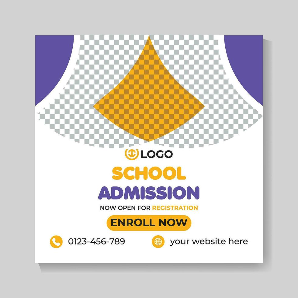 School admission education social media post design web banner template vector