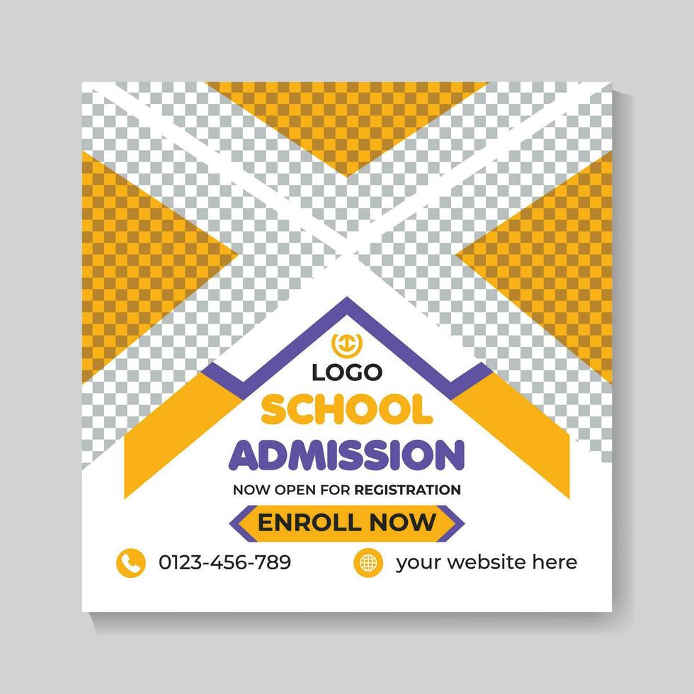 Creative school admission education social media post design modern back to school web banner template vector