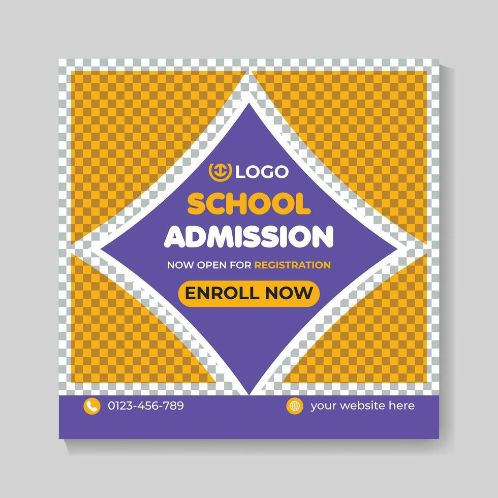School admission education social media post design web banner template vector