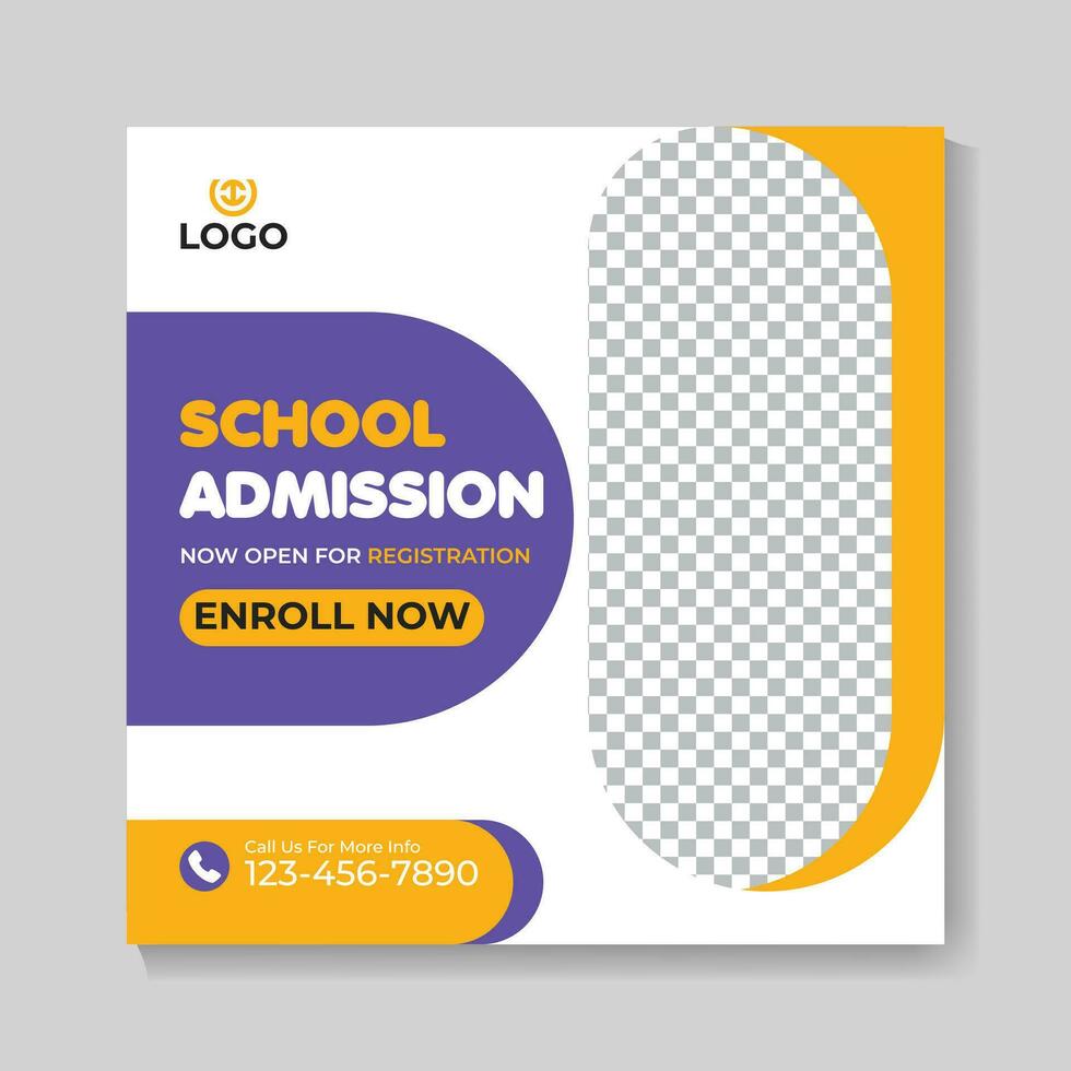 Professional modern school admission education social media post design creative back to school web banner template vector