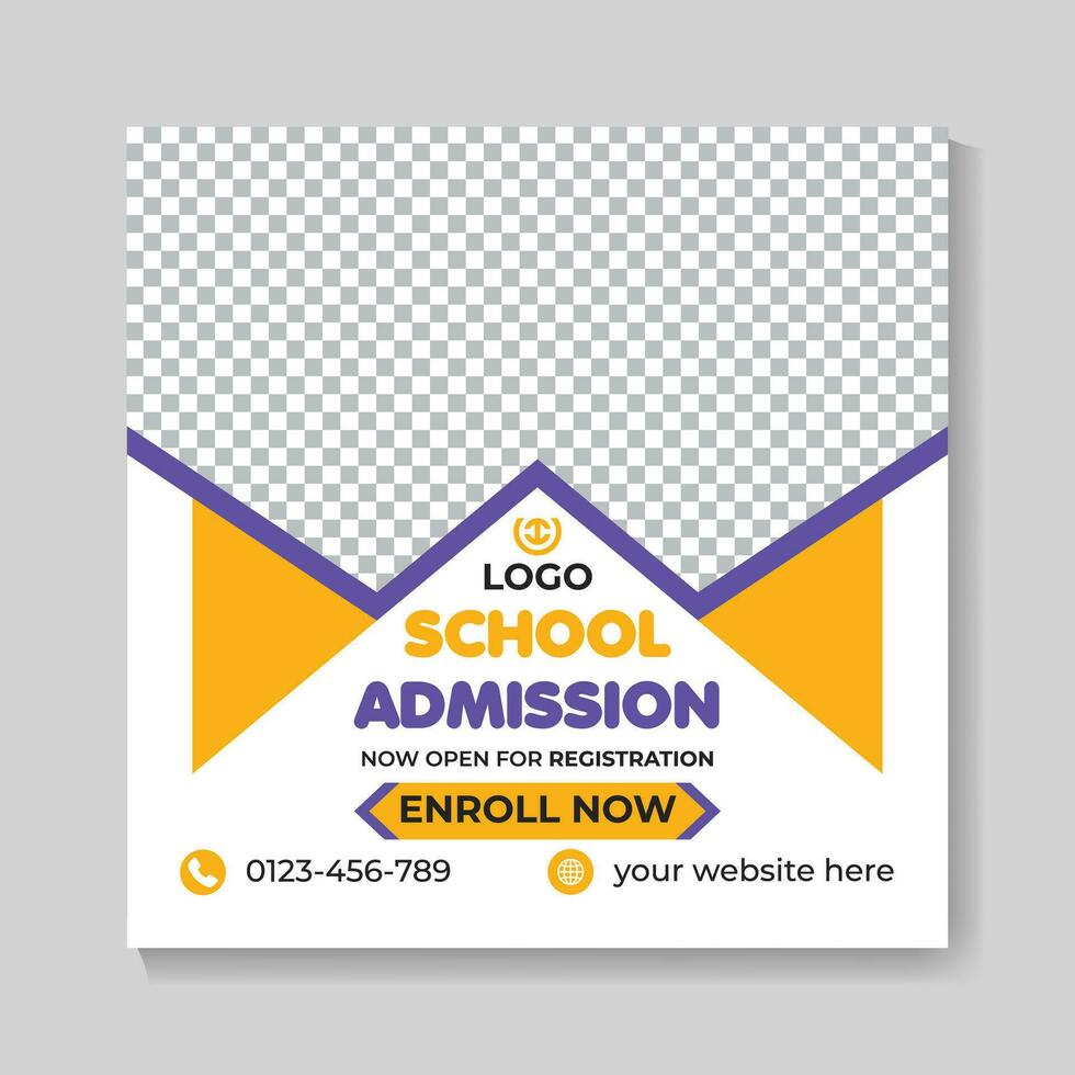 Creative school admission education social media post design modern back to school web banner template vector