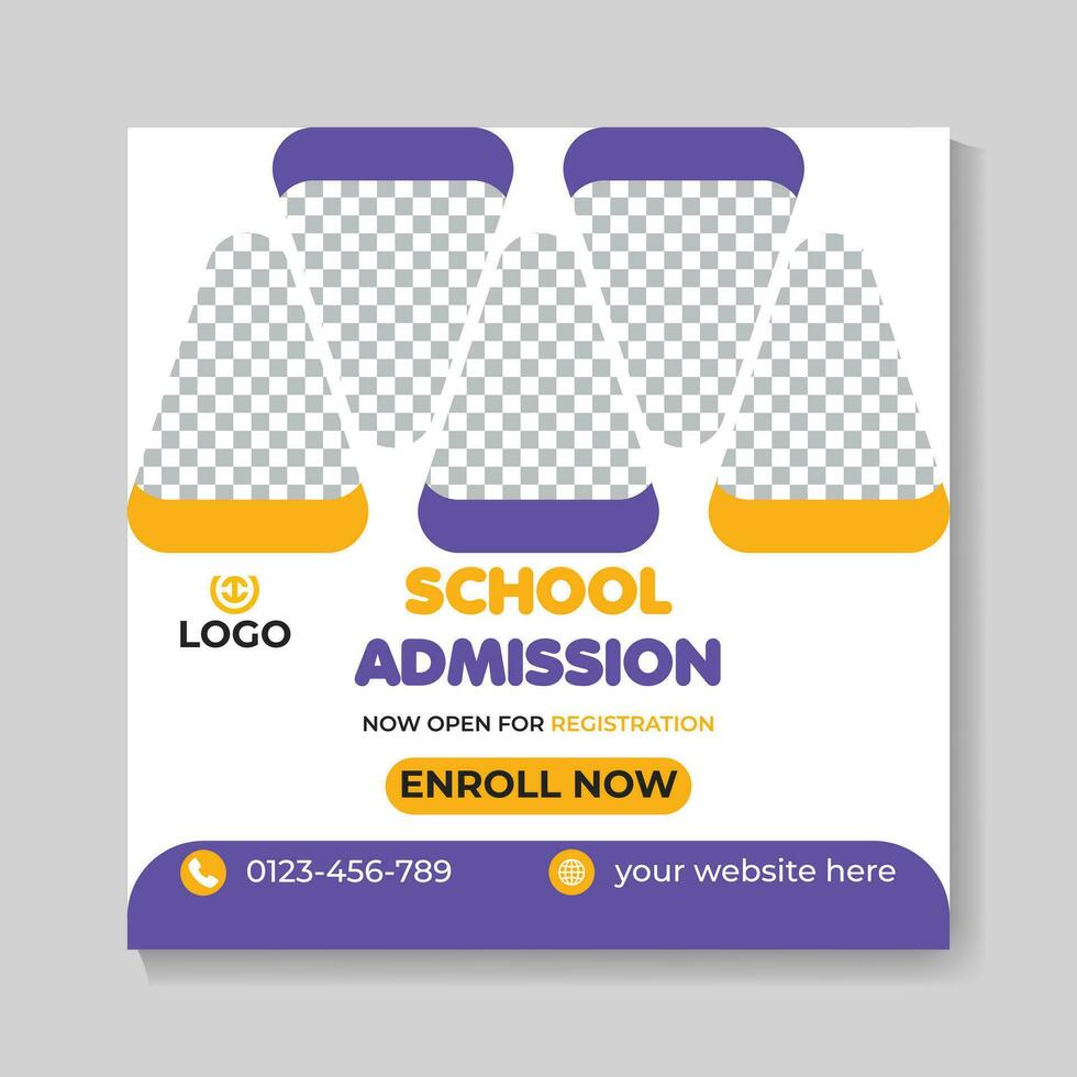 Creative modern school admission education social media post design back to school web banner template vector