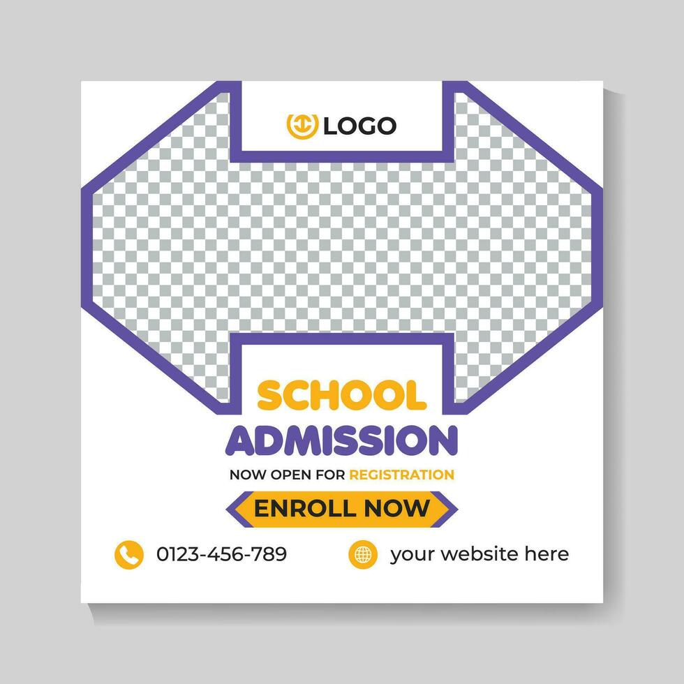 School admission education social media post design web banner template vector