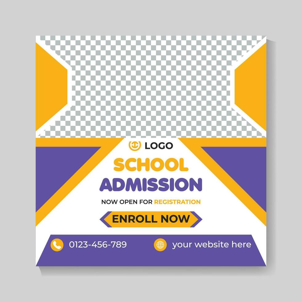 Creative school admission education social media post design modern back to school web banner template vector