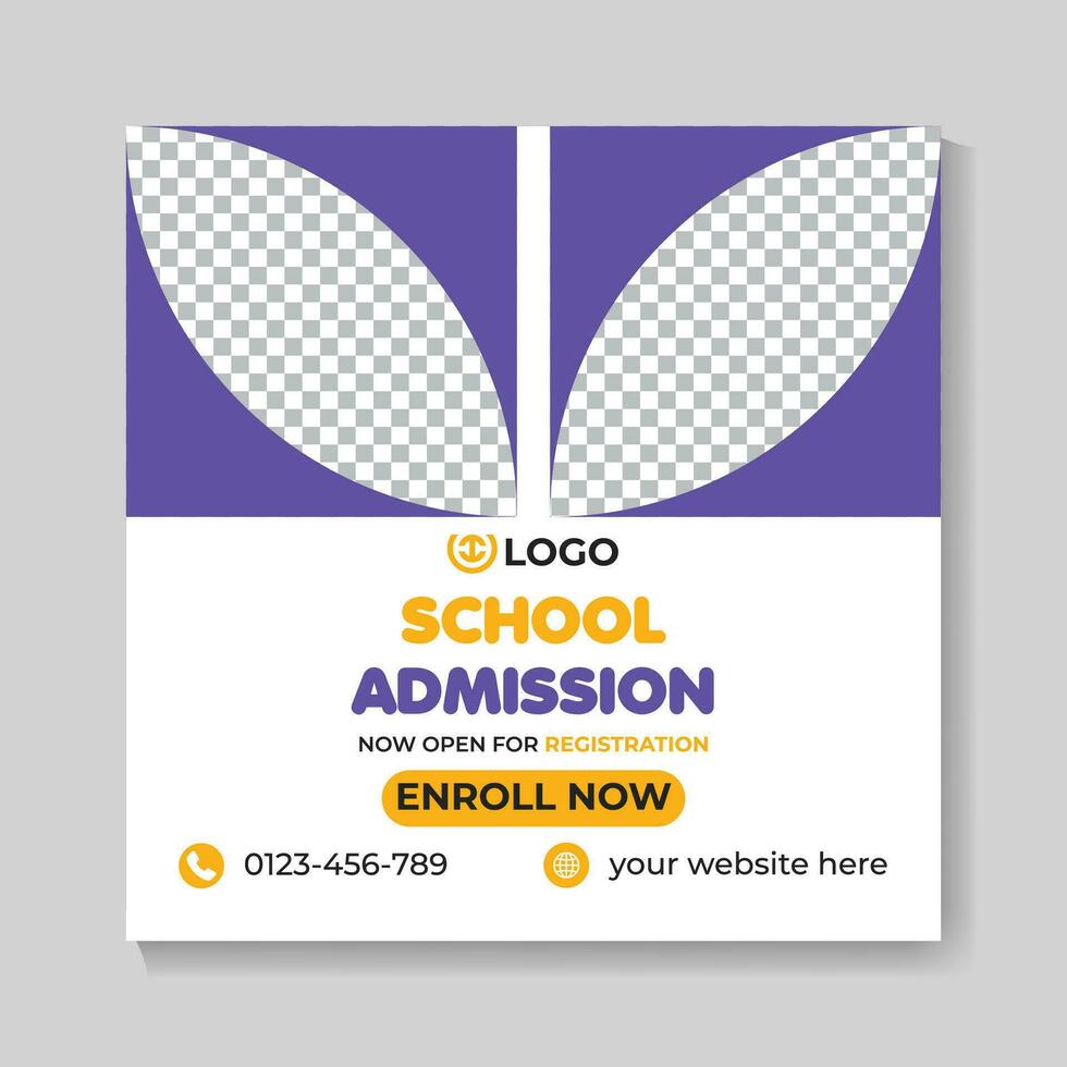 School admission education social media post design web banner template vector