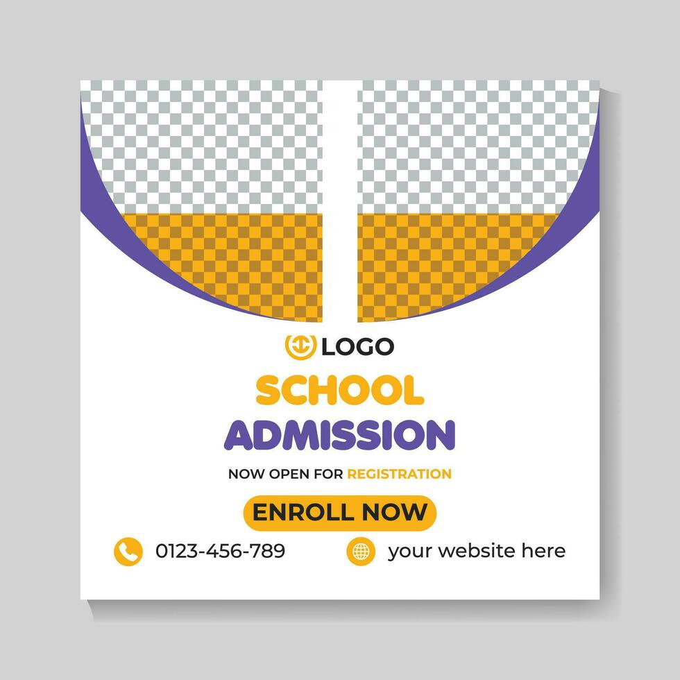 School admission education social media post design back to school web banner template vector