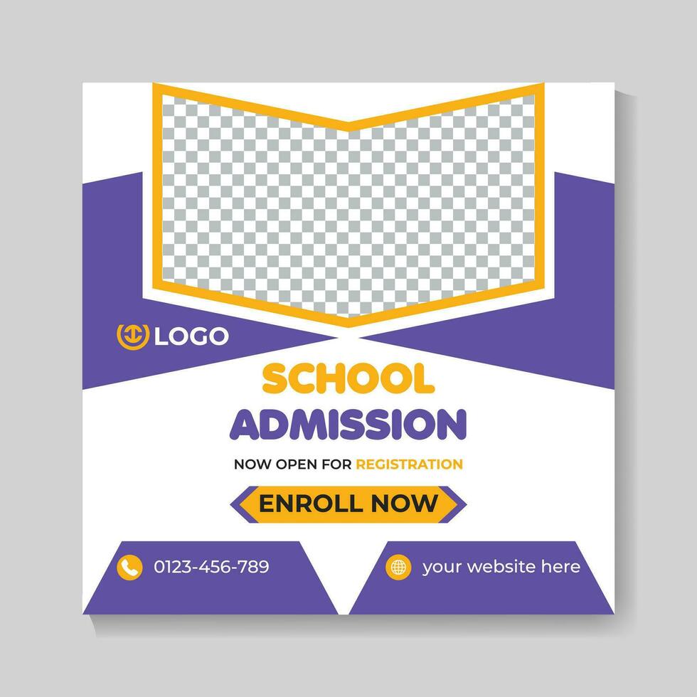 Professional modern school admission education social media post design creative back to school web banner template vector
