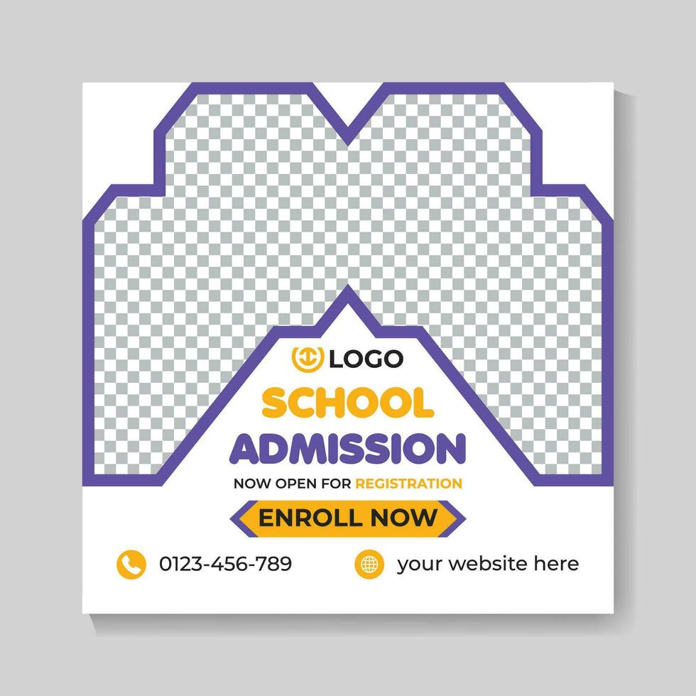 School admission education social media post design web banner template vector