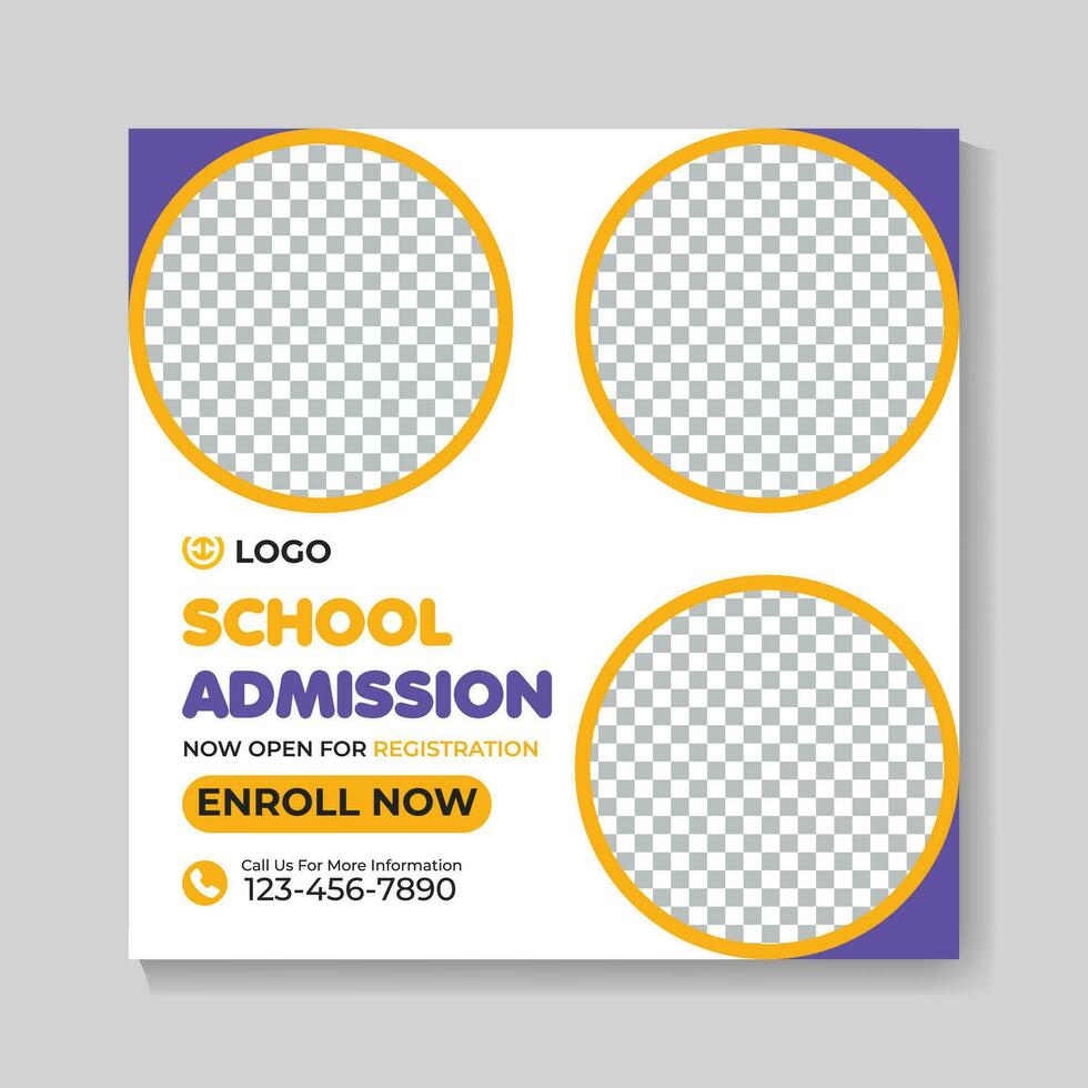 School admission education social media post design web banner template vector