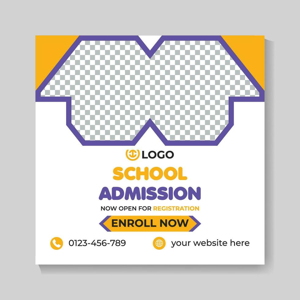 School admission education social media post design web banner template vector