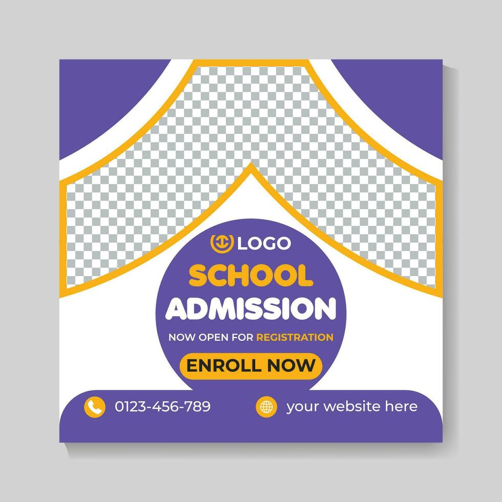 Professional creative school admission education social media post design modern back to school web banner template vector
