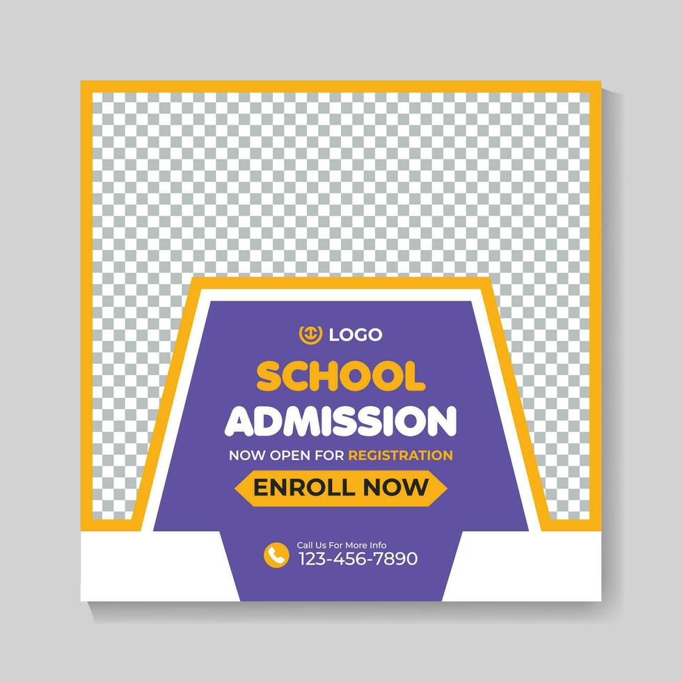 School admission education social media post design back to school web banner template vector