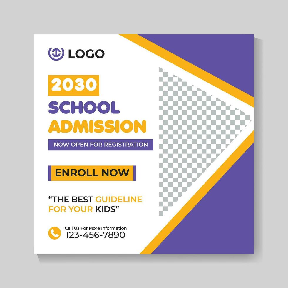 Professional creative school admission education social media post design modern back to school web banner template vector