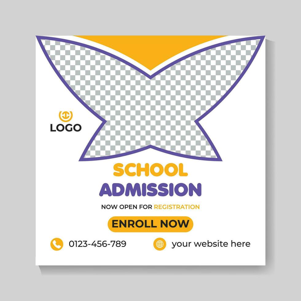 Professional modern school admission education social media post design creative back to school web banner template vector