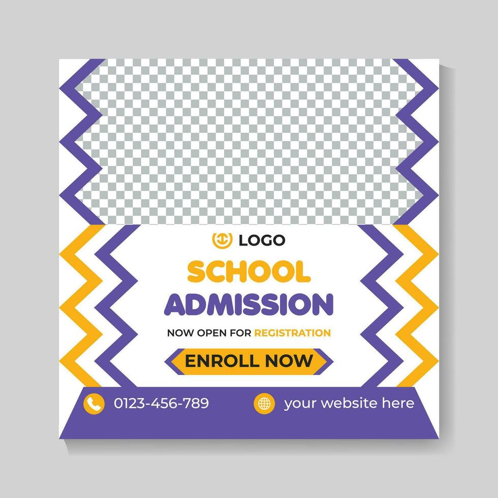 Creative school admission education social media post design modern back to school web banner template vector