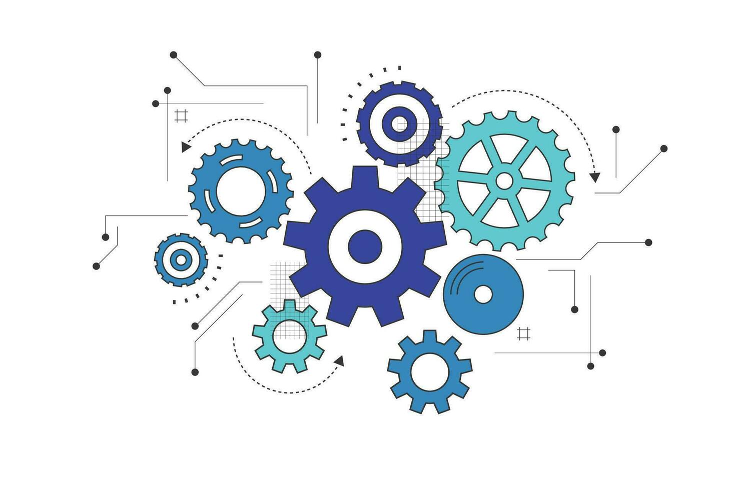 Abstract gear wheel mechanism background. Machine technology. Vector illustration