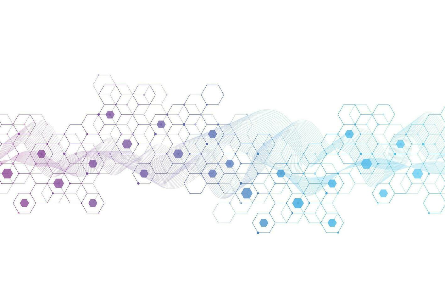Abstract hexagonal molecular structures in technology background and science style. Medical design. Vector illustration