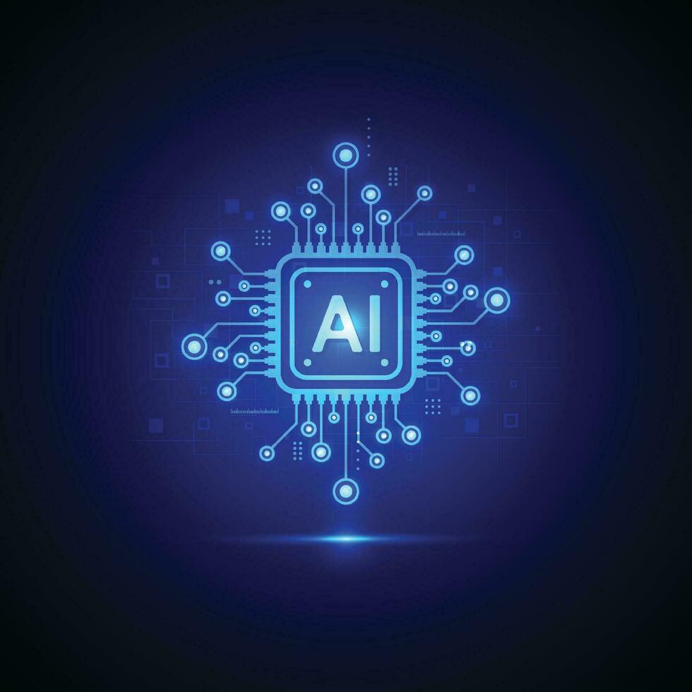 Artificial intelligence circuit line style. Machine learning design. Smart network digital technology. AI. Vector illustration