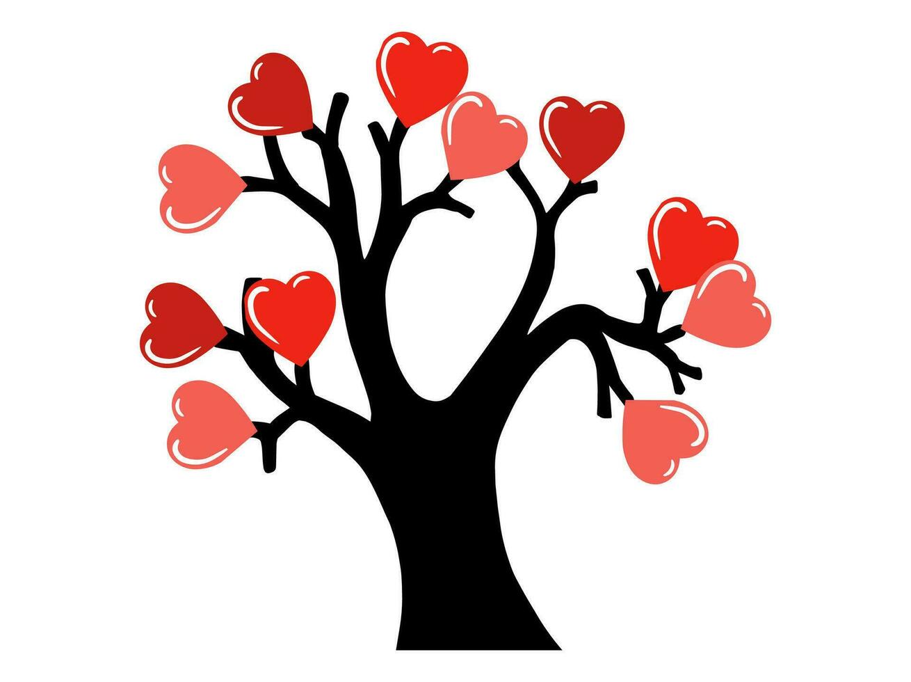 Valentines Day Red Heart Tree vector