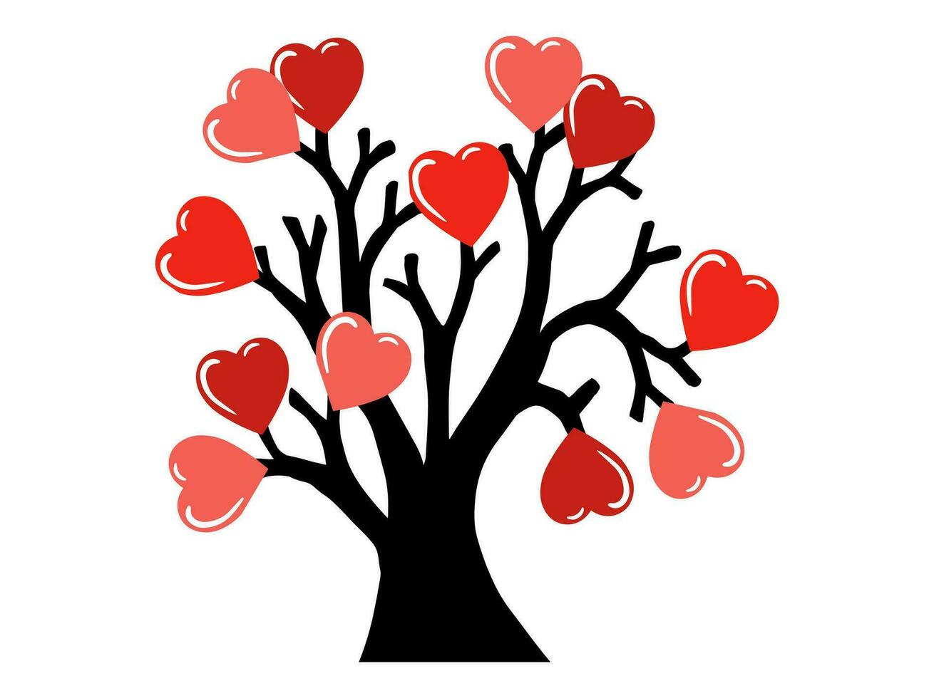 Red Heart Tree Valentines Background vector