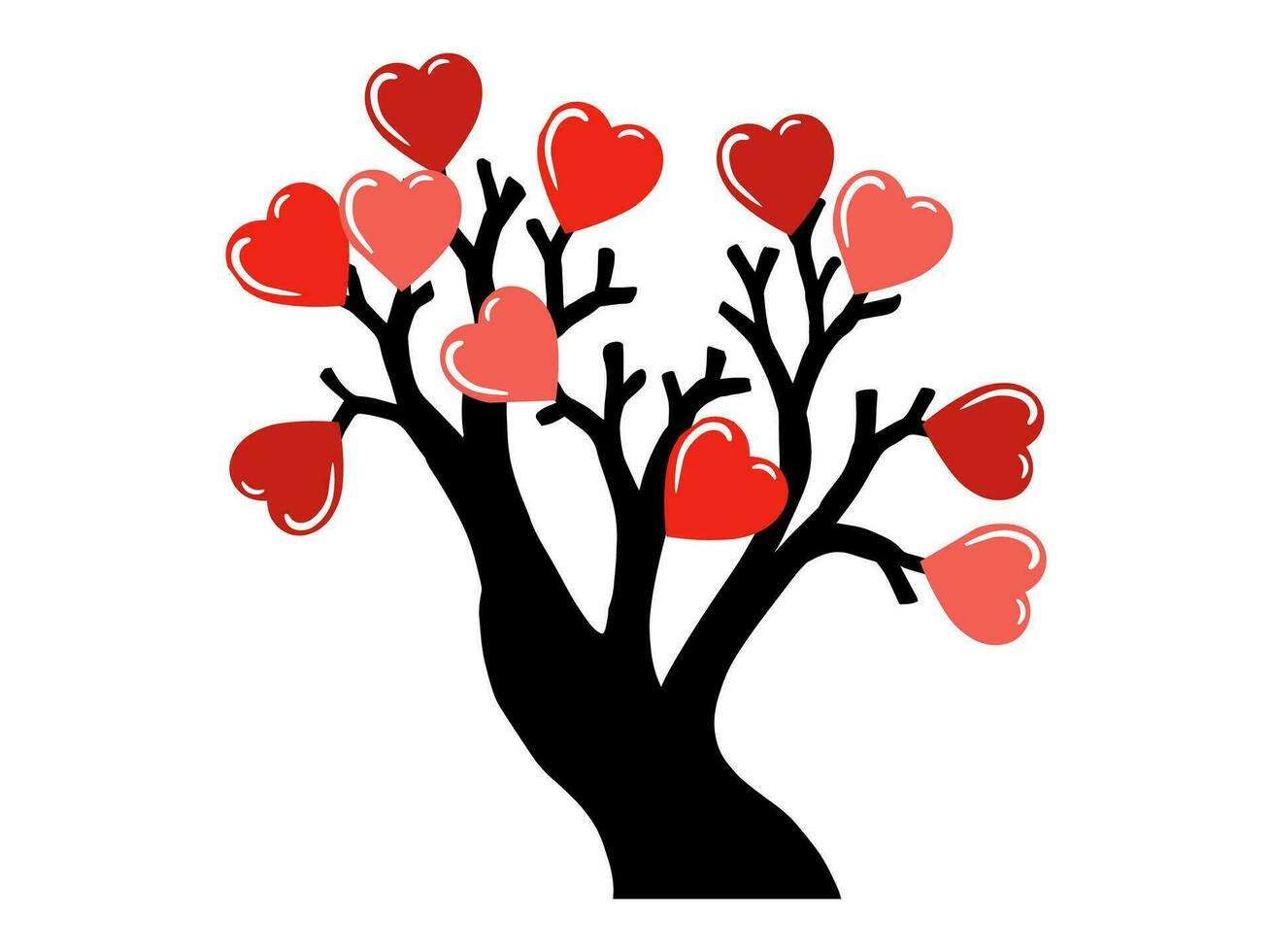 Red Heart Tree Valentines Background vector