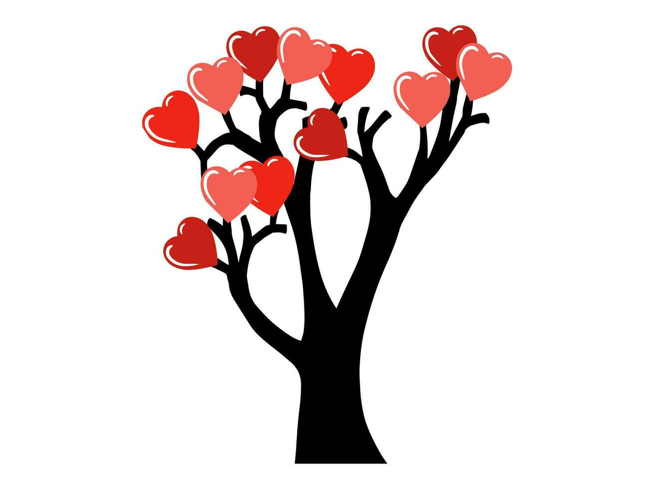 san valentin día rojo corazón árbol vector