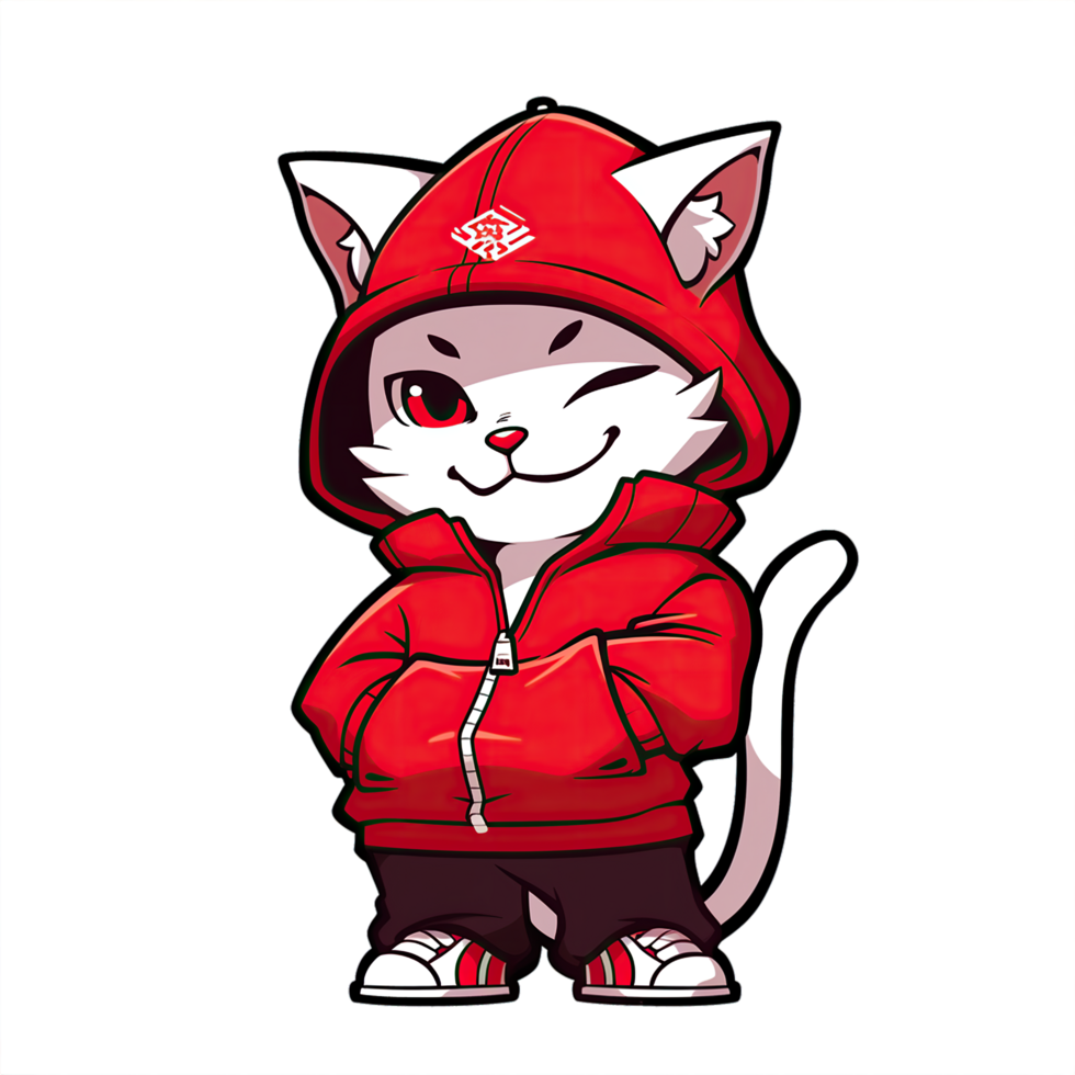 AI generated Cat in hip hop style png