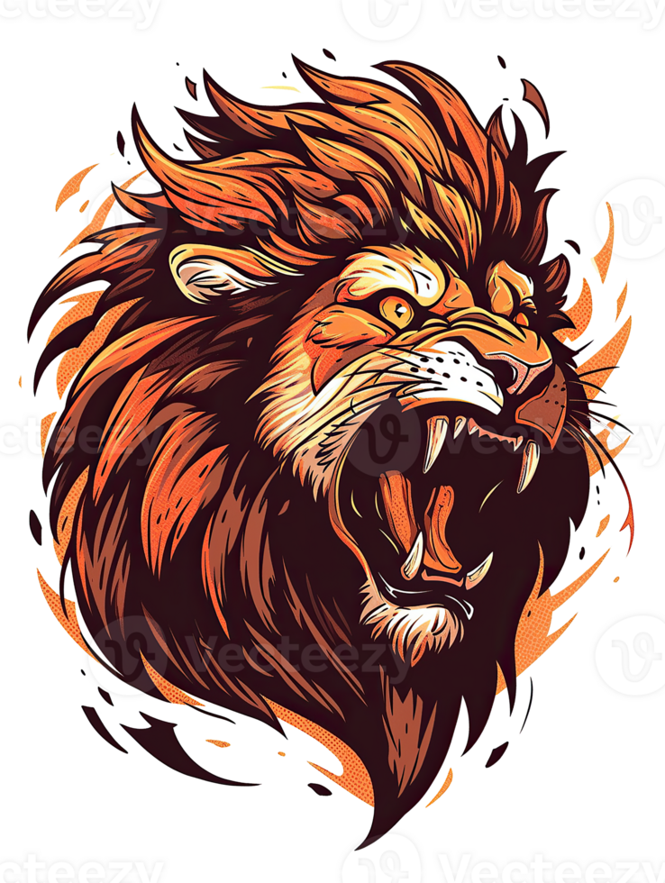 AI generated Illustration wild lion for graphic t-shirt design png