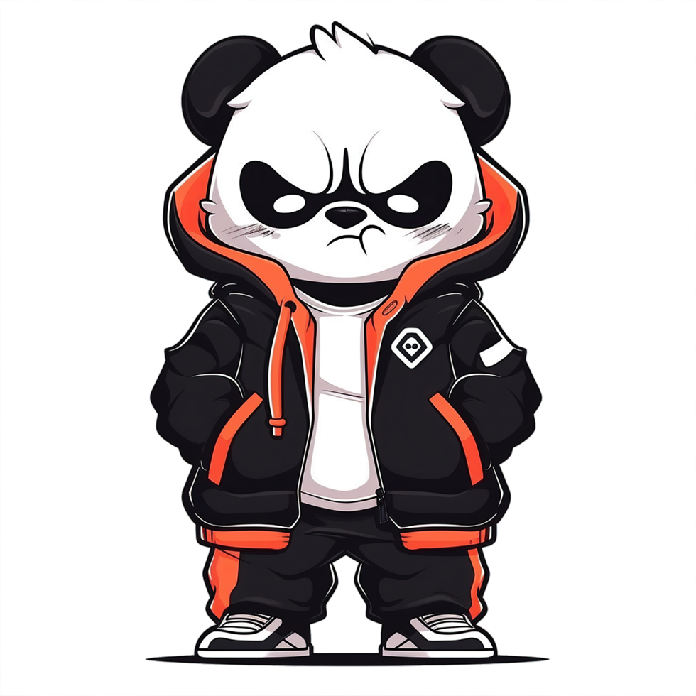 AI generated Panda in streetwear style png