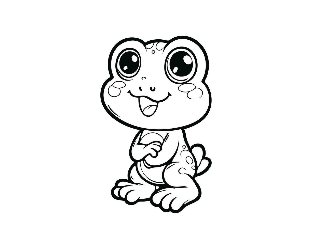 Cute Cartoon of frog coloring book. outline line art. Printable Design. isolated white background vector