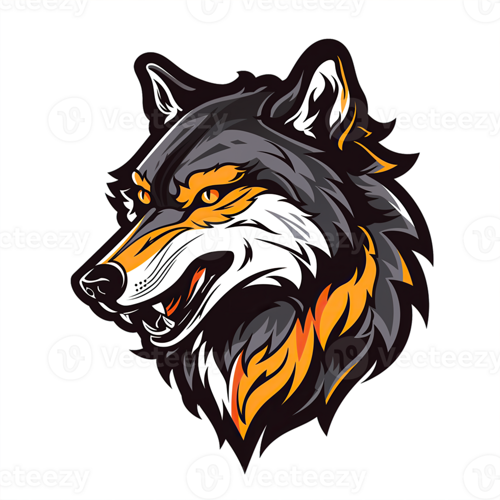 AI generated Wolf head mascot logo png