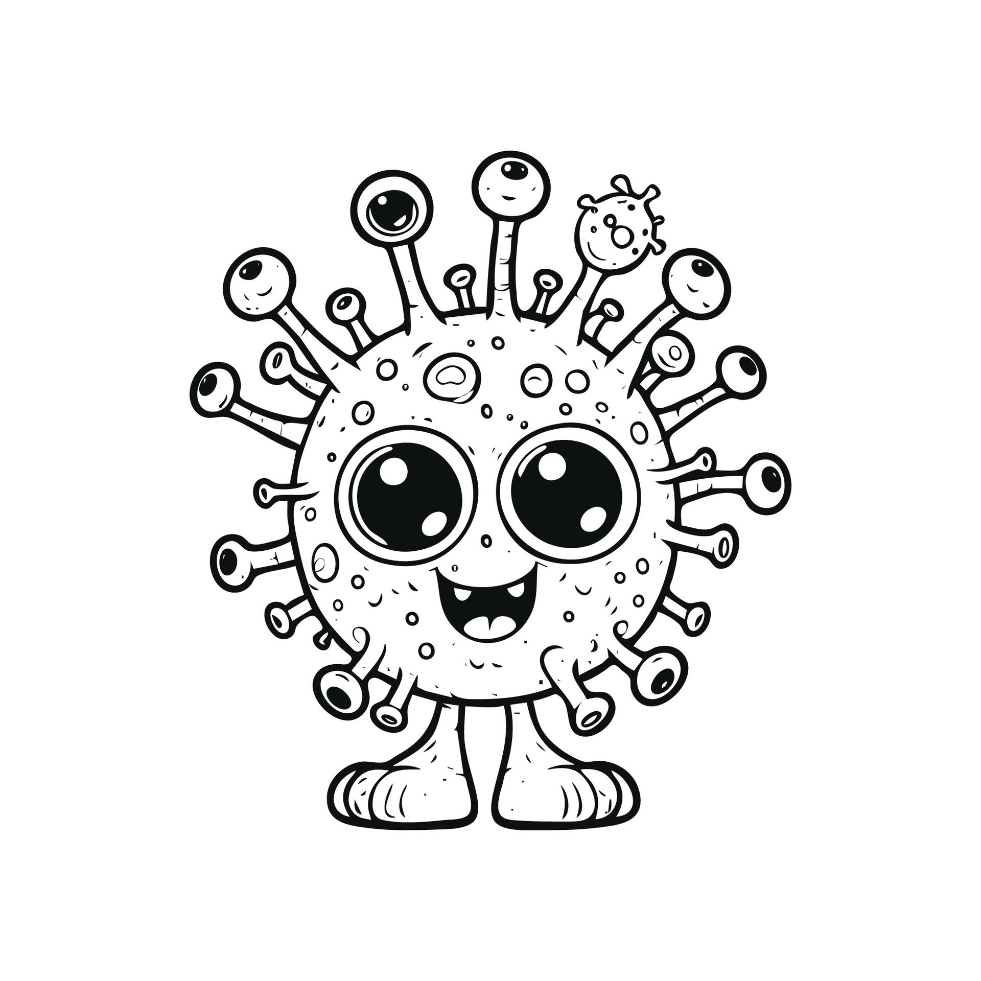 linda dibujos animados de virus colorante libro. contorno línea Arte