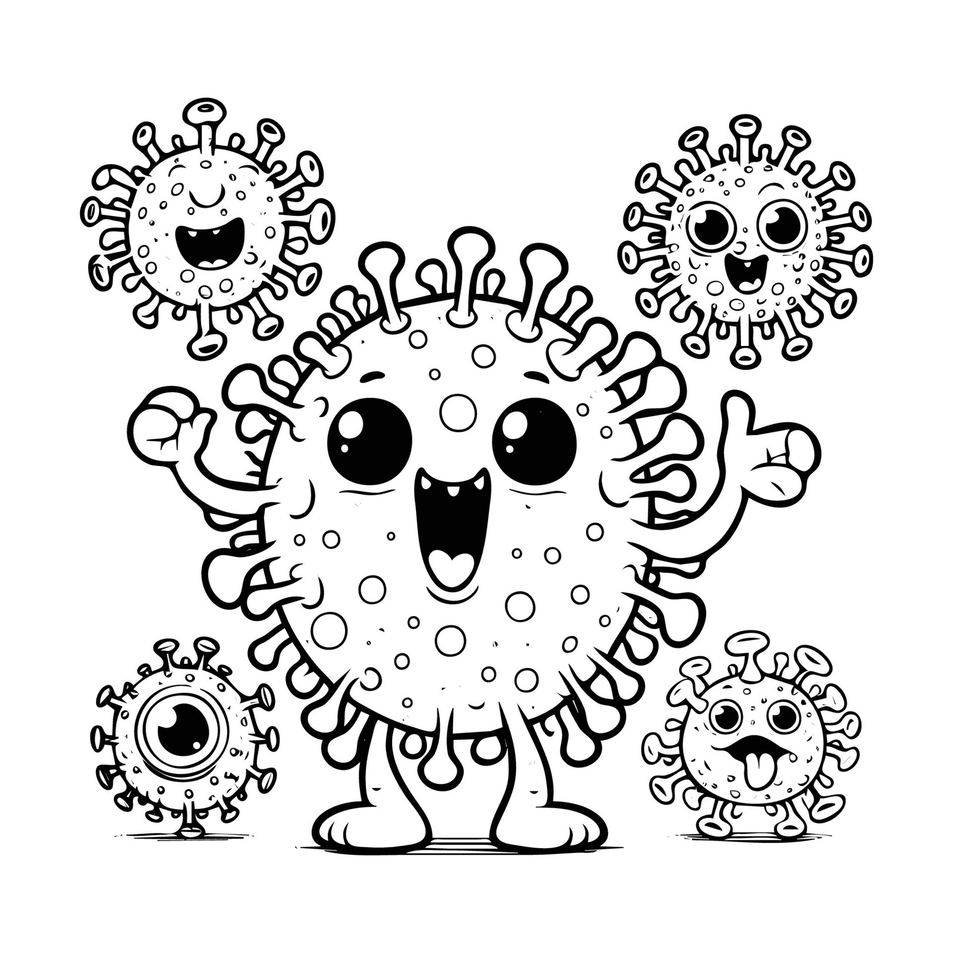 linda dibujos animados de virus colorante libro. contorno línea Arte