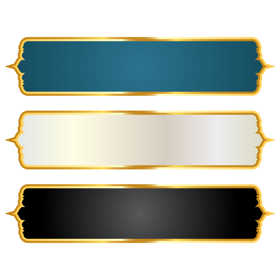 Luxury golden arabic islamic text box title frame border banner set multiple colors for ramadan and milad un nabi png