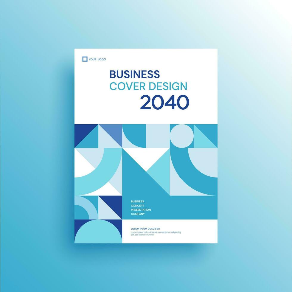 Brochure template layout, cover design annual report, magazine, flyer in A4 with blue wavy lines for business, education, advertisement. Vector illustration.