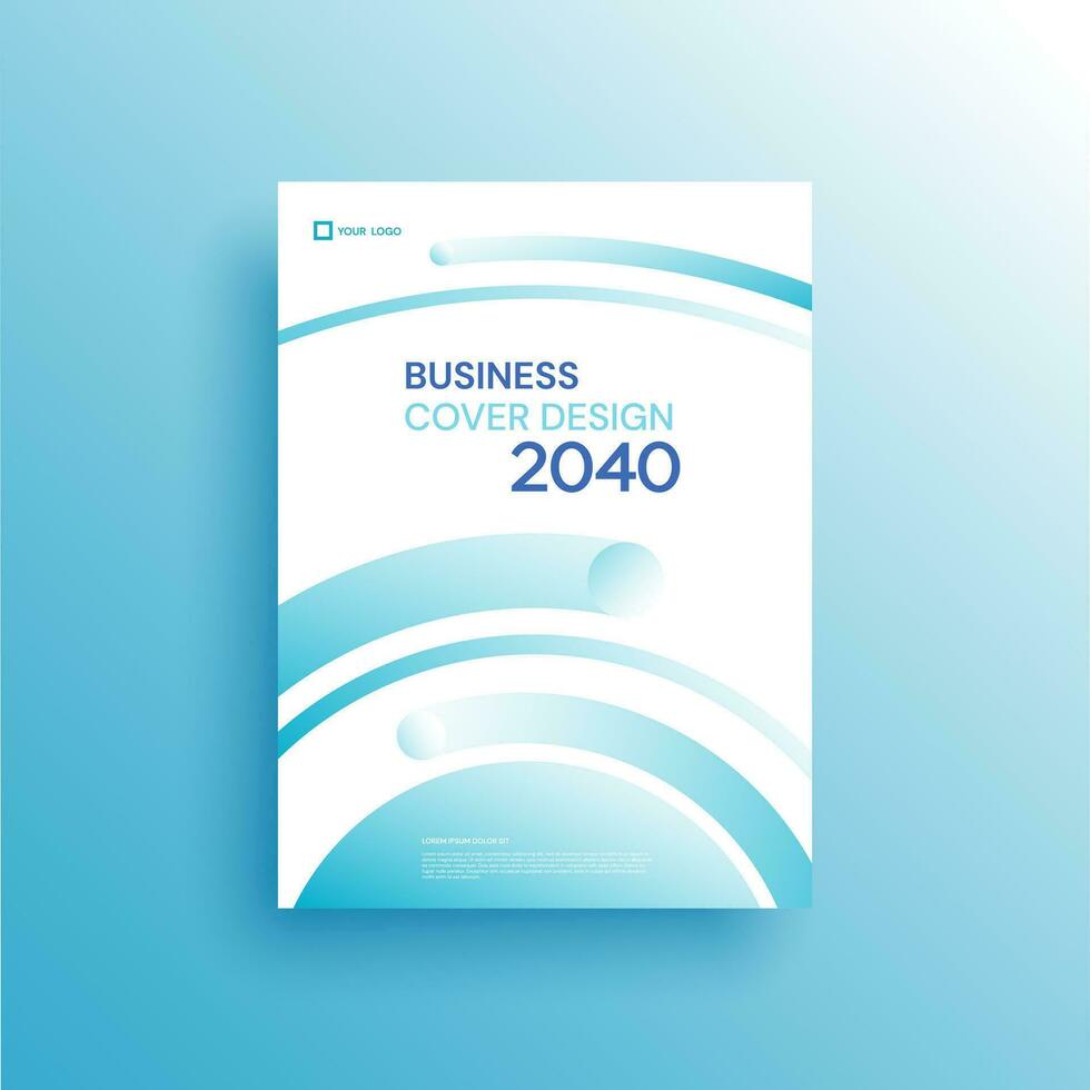 Brochure template layout, cover design annual report, magazine, flyer in A4 with blue wavy lines for business, education, advertisement. Vector illustration.