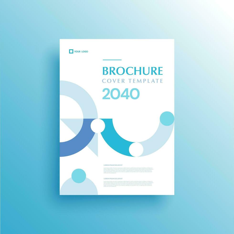 Brochure template layout, cover design annual report, magazine, flyer in A4 with blue wavy lines for business, education, advertisement. Vector illustration.