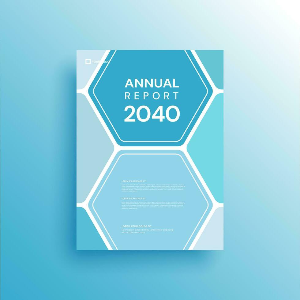 Brochure template layout, cover design annual report, magazine, flyer in A4 with blue wavy lines for business, education, advertisement. Vector illustration.