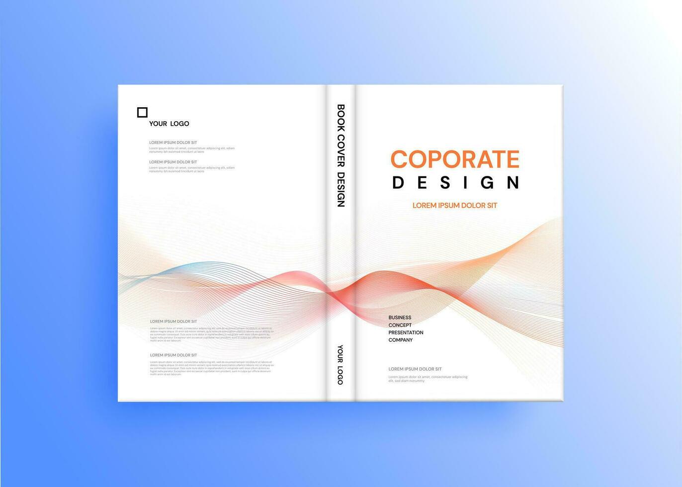 Brochure template layout, cover design annual report, magazine, flyer in A4 with blue wavy lines for business, education, advertisement. Vector illustration.