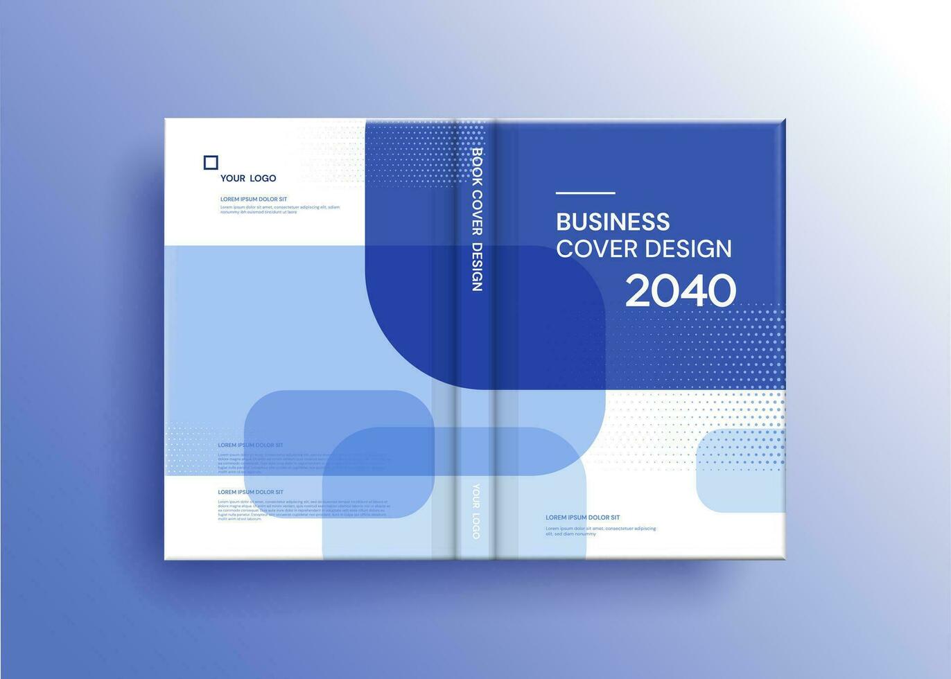 Brochure template layout, cover design annual report, magazine, flyer in A4 with blue wavy lines for business, education, advertisement. Vector illustration.
