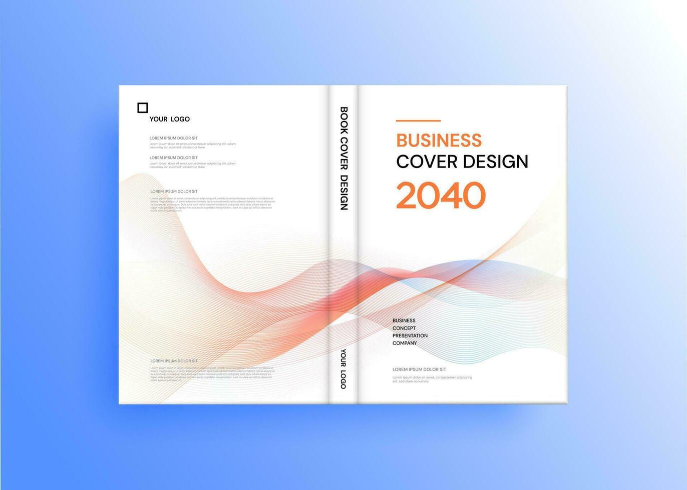 Brochure template layout, cover design annual report, magazine, flyer in A4 with blue wavy lines for business, education, advertisement. Vector illustration.