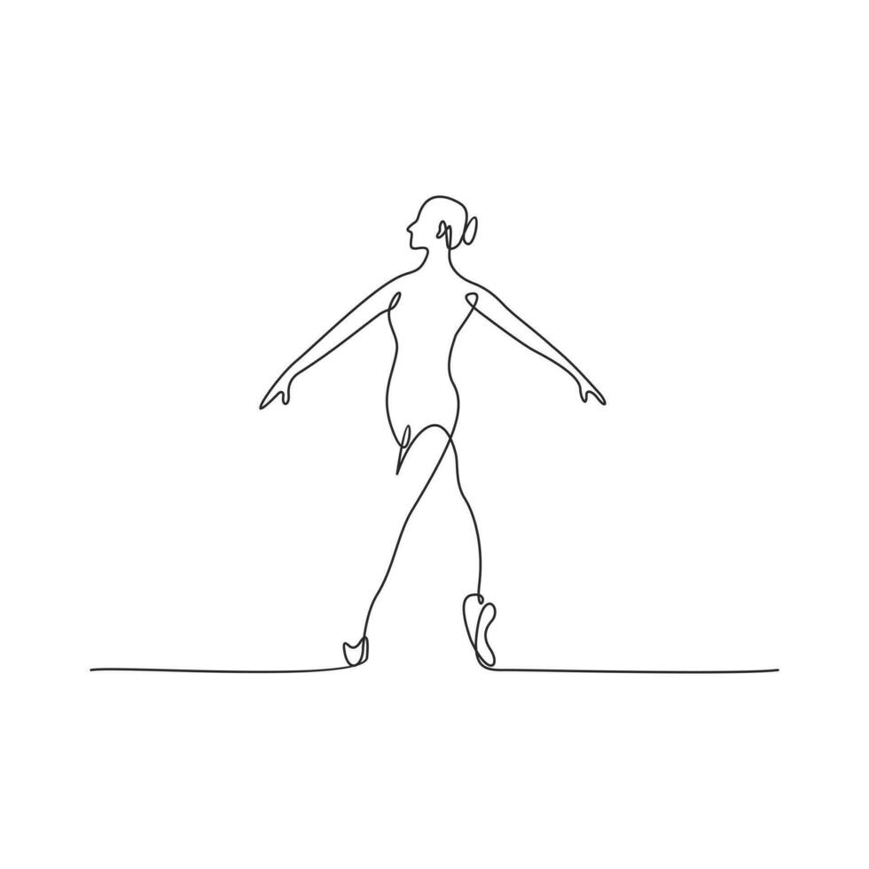 One Single Line Woman Ballerina vector