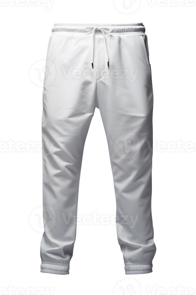 AI generated Pants made of white fabric without a background. Ready for prototyping. Transparent PNG inside