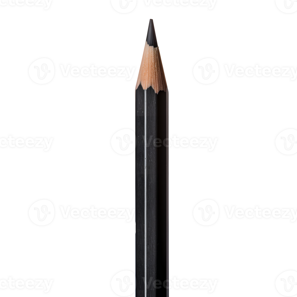 AI generated Close-up and top view of black pencil with transparent PNG inside